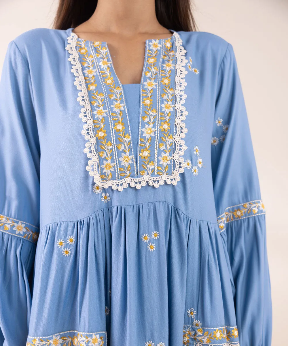 Embroidered Bedford Flared Dress