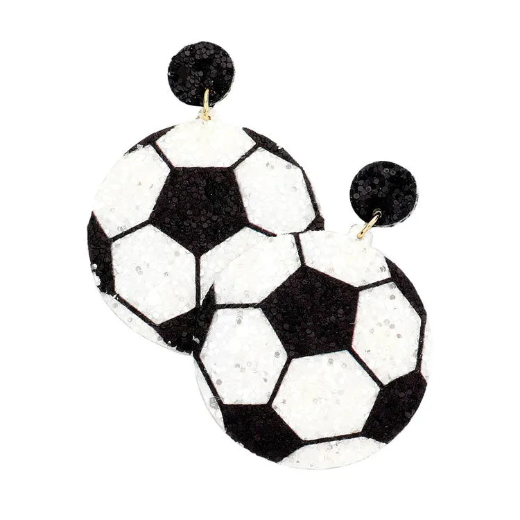 Felt Back Soccer Sequin Dangle Earrings