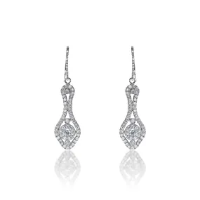 Fernanda 2 Carat Round Brilliant Diamond Shoulder Duster Earrings in 18k White Gold by Mike Nekta