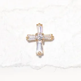 Fine Cubic Cross Ball Back Stud