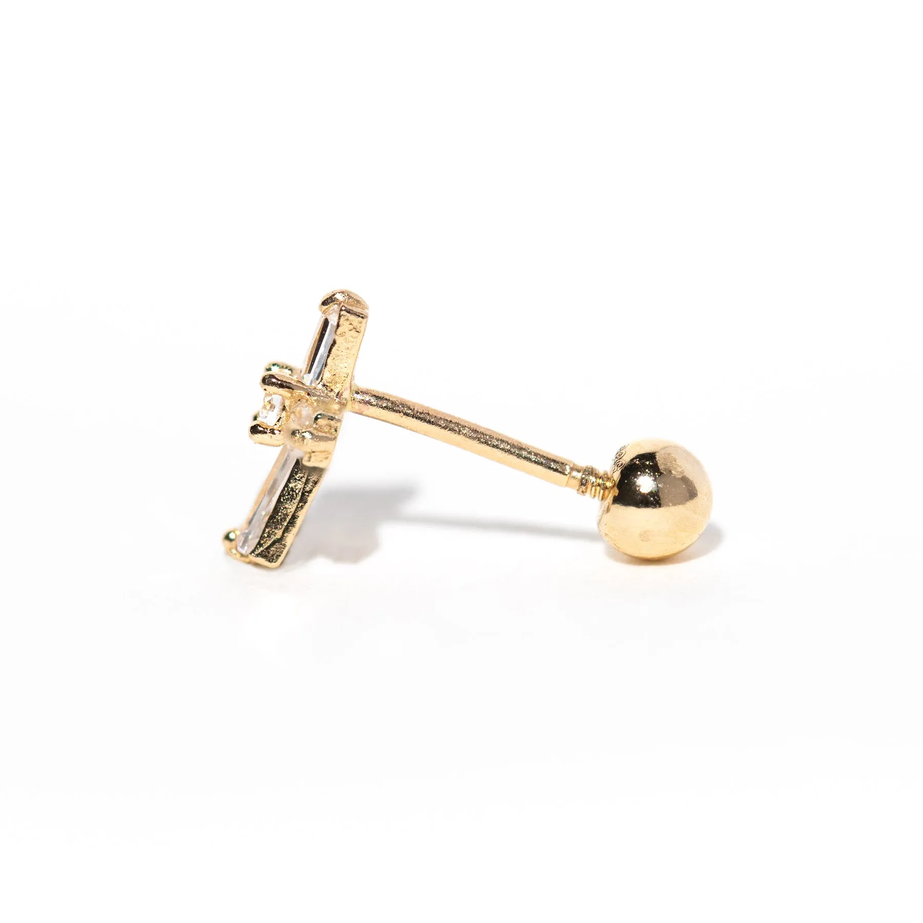 Fine Cubic Cross Ball Back Stud