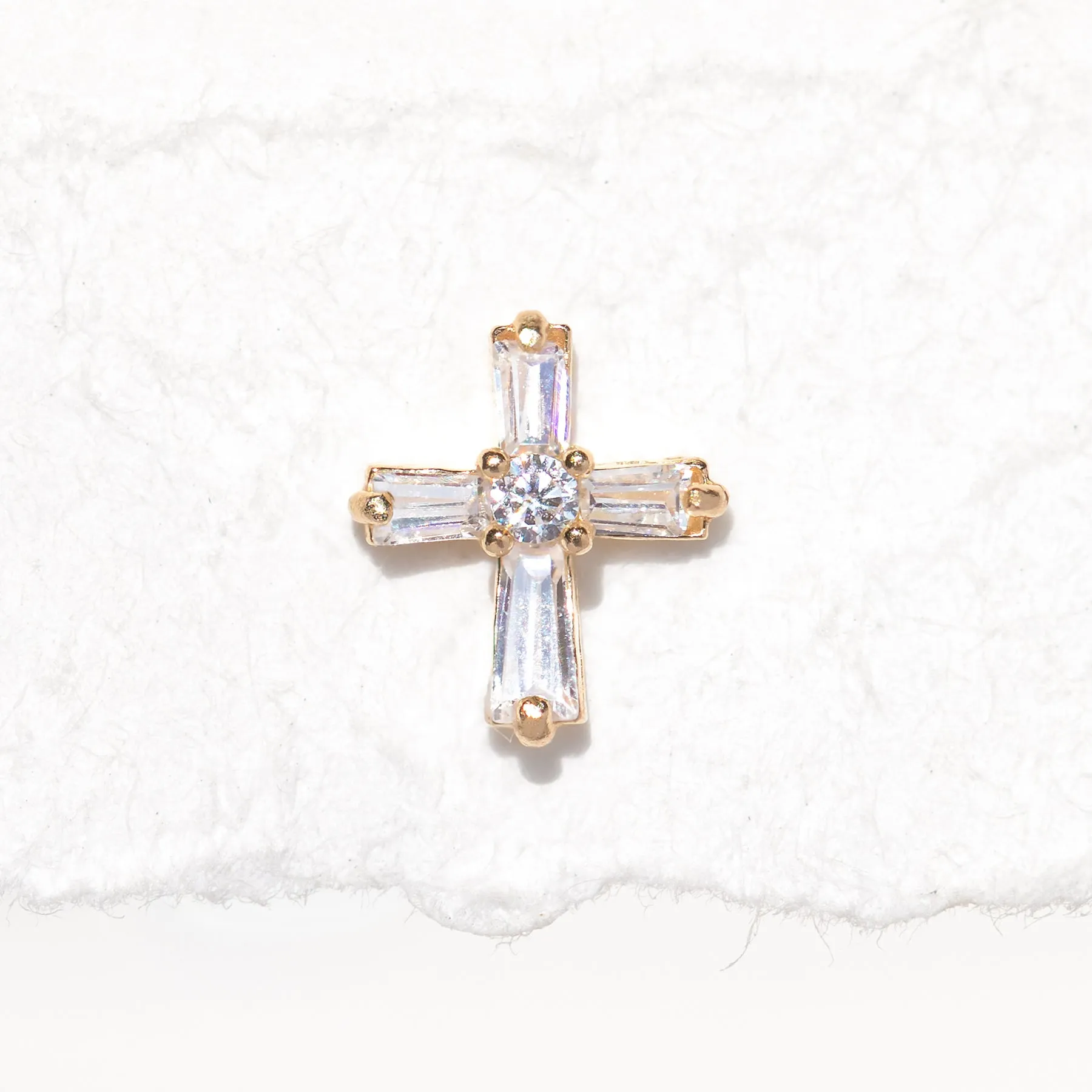 Fine Cubic Cross Ball Back Stud