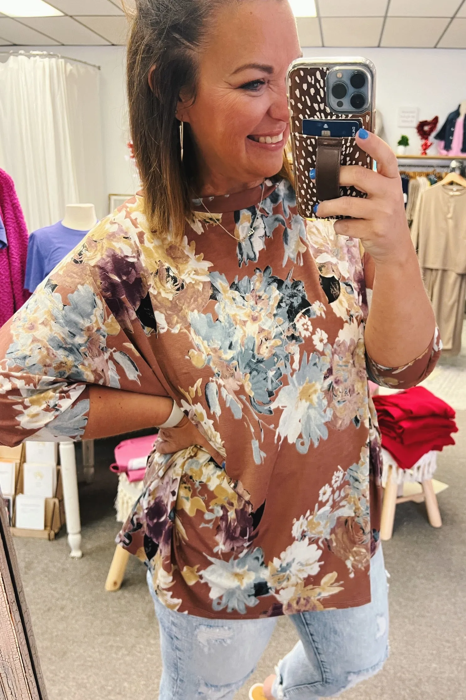 Florence Floral Top in Marsala