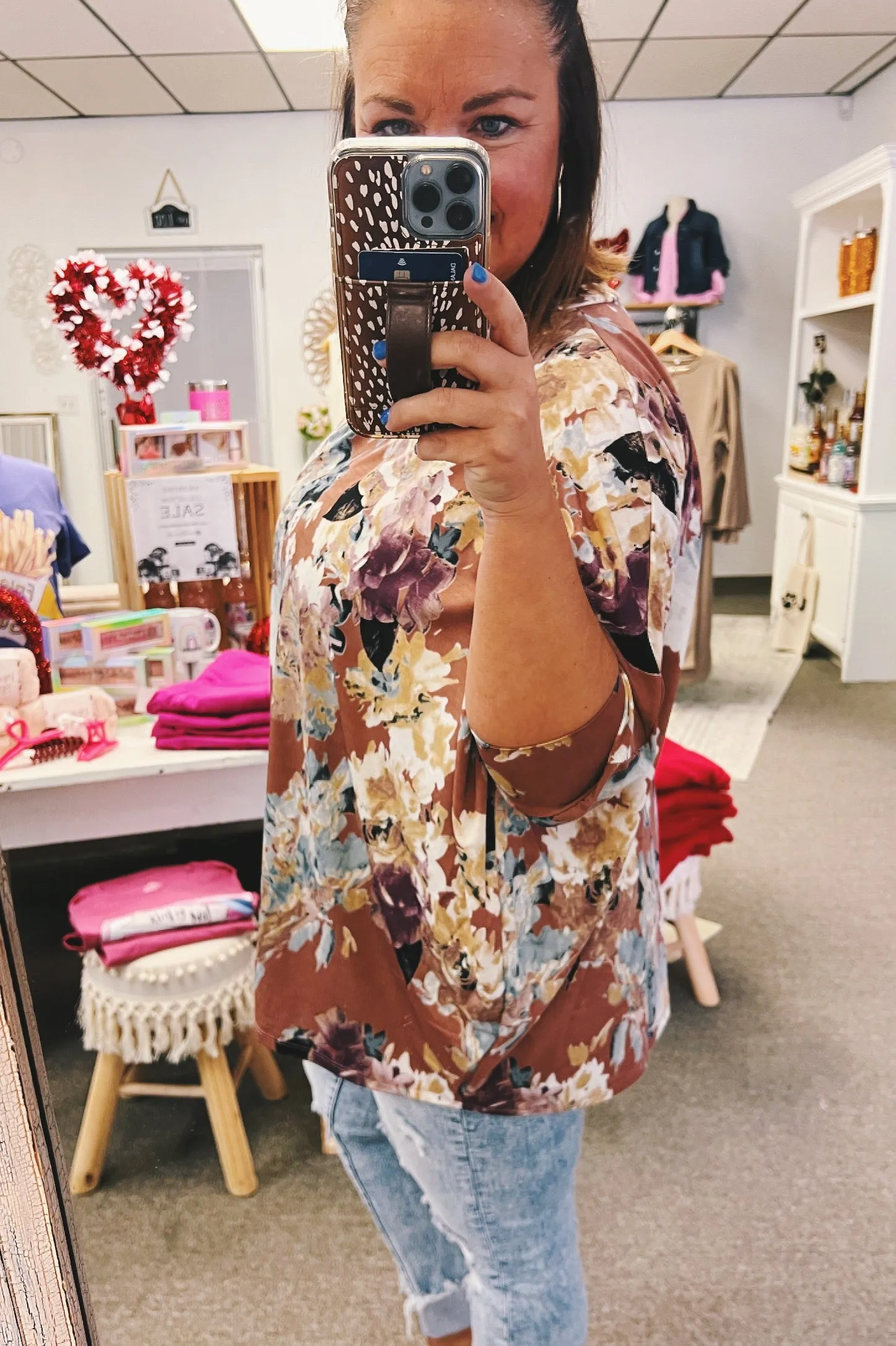 Florence Floral Top in Marsala