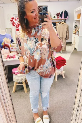 Florence Floral Top in Marsala