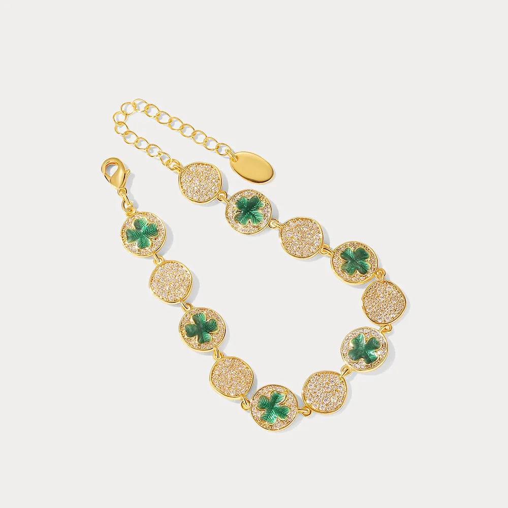 Four-leaf Clover Coin Bracelet