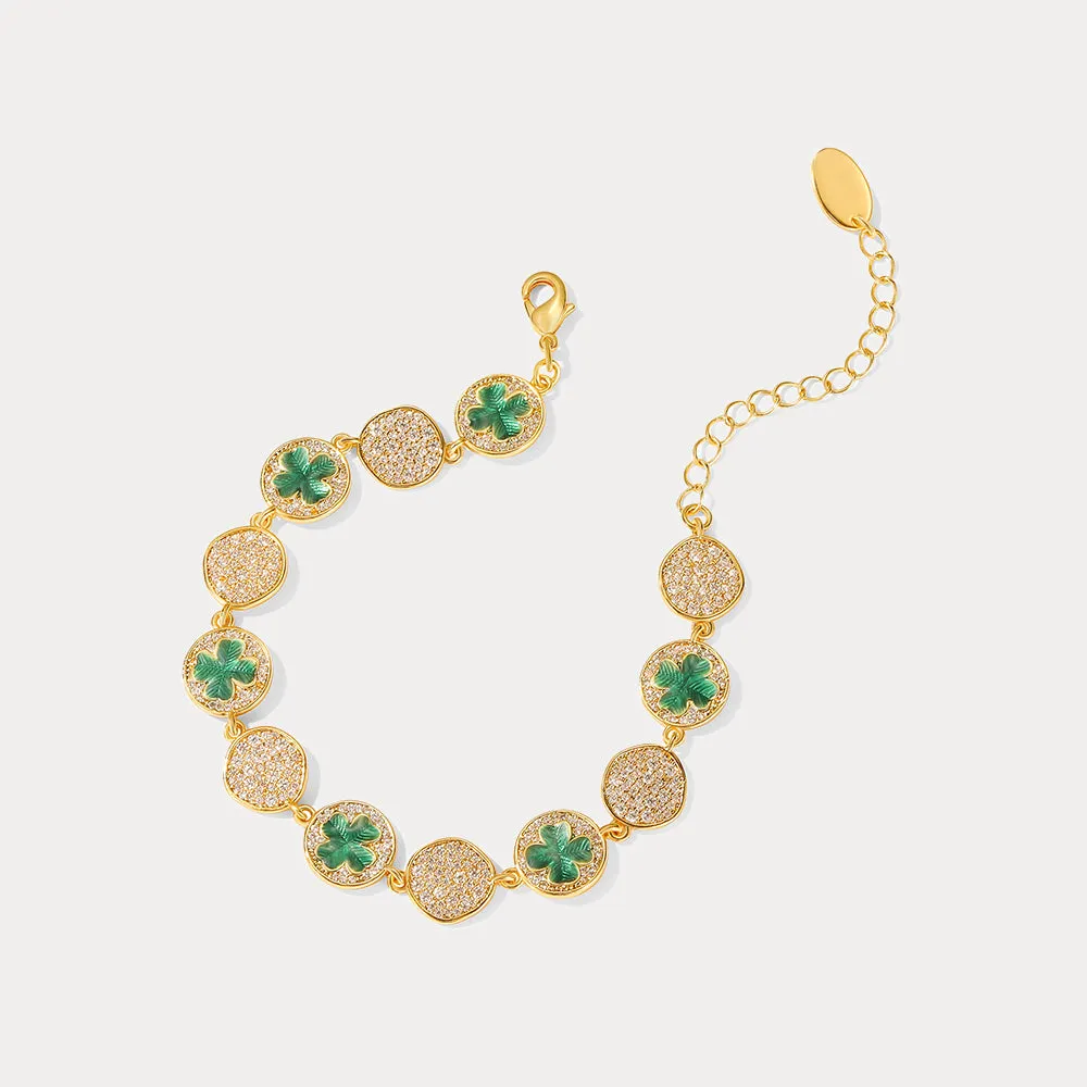 Four-leaf Clover Coin Bracelet