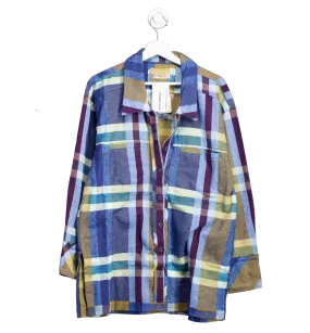 Free People Blue So Long Summer Plaid Flannel shirt / shacket UK XL