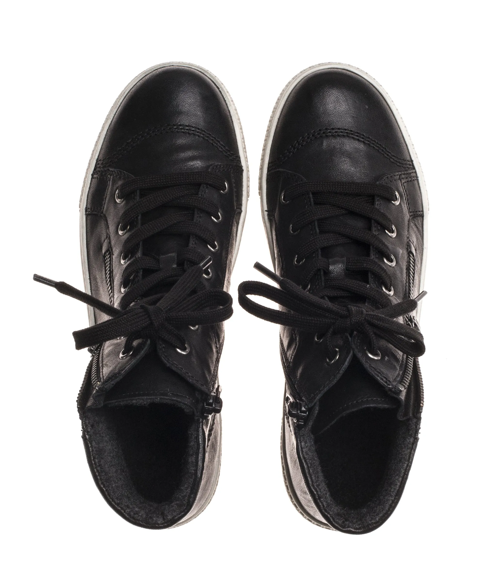 GABOR Black Leather High Top Trainers with Zip