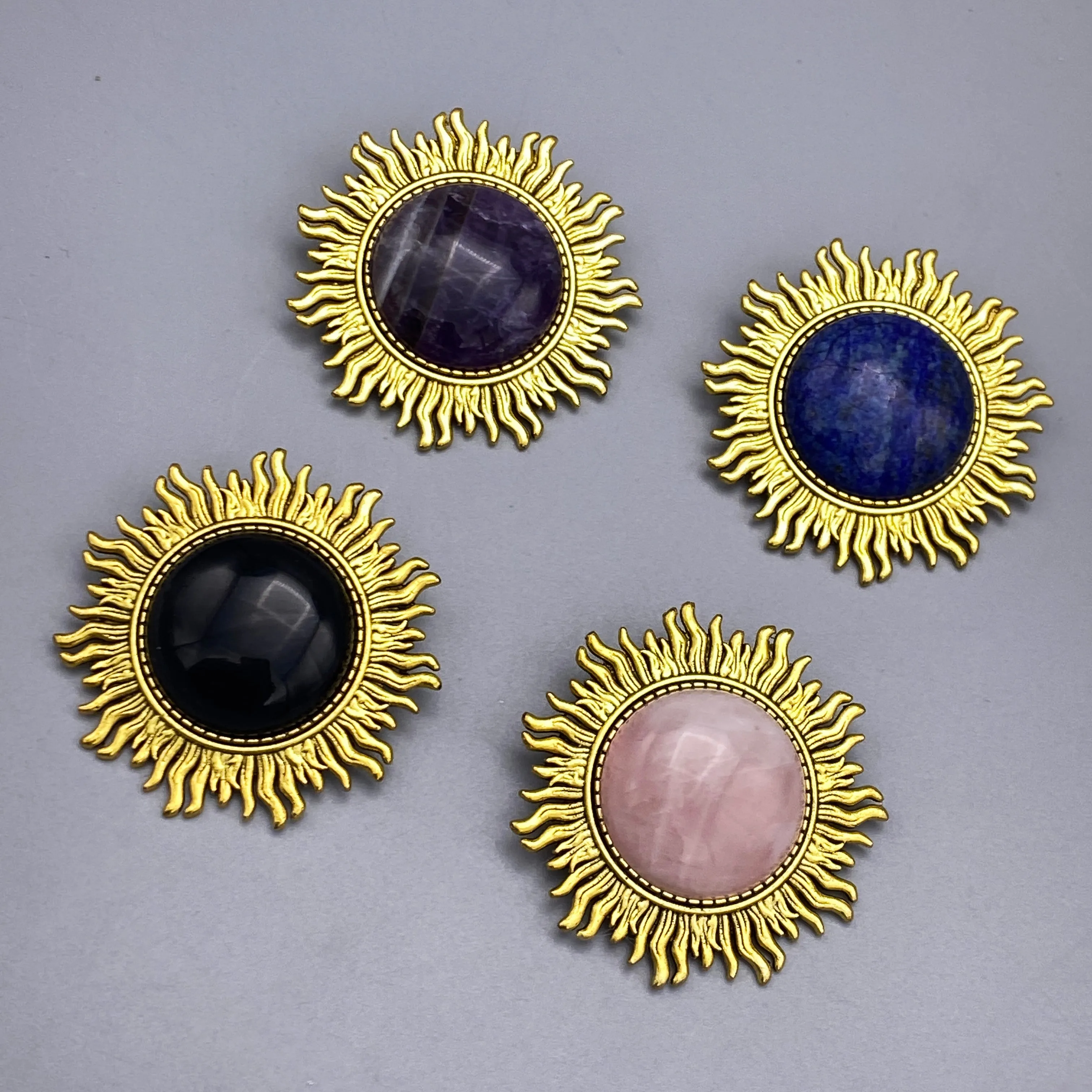 Gemstone Sun Broaches