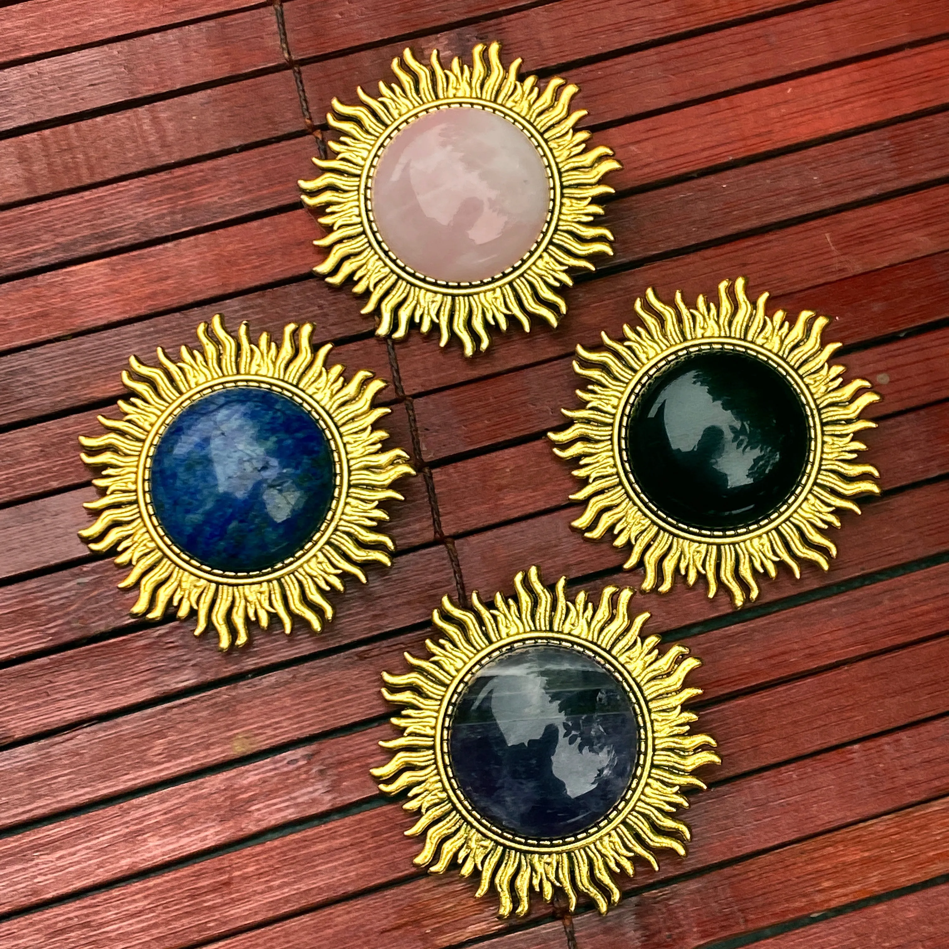 Gemstone Sun Broaches