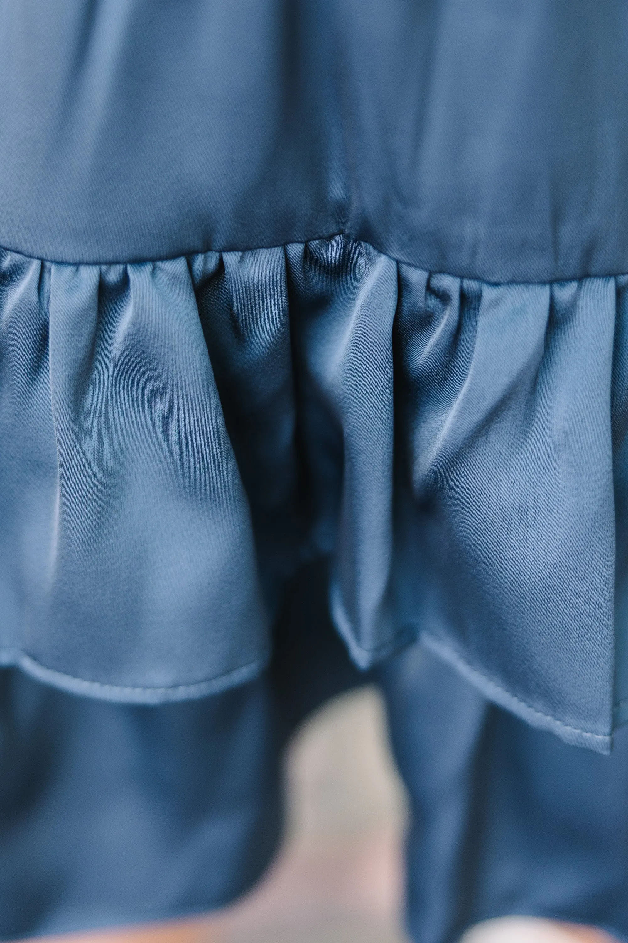 Girls: Take The Leap Denim Blue Satin Skort