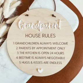 Grandparent House Rules Engraved Pendant Sign