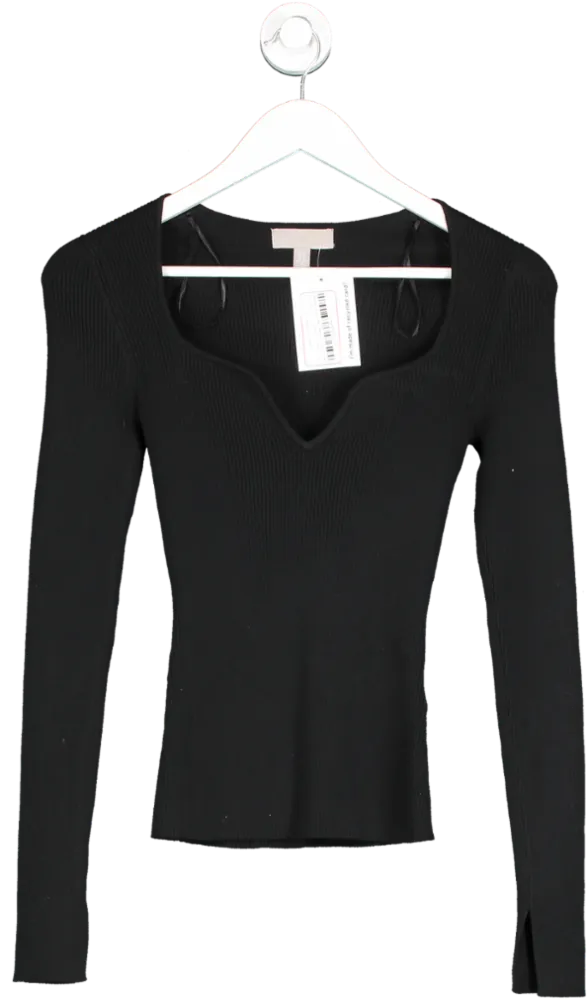 H&M Black Knit Ribbed Top UK XS