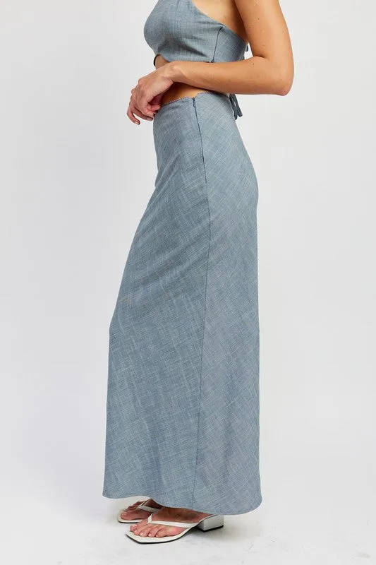 HIGH WAIST BIAS MAXI SKIRT