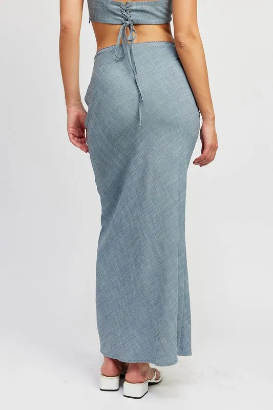 HIGH WAIST BIAS MAXI SKIRT