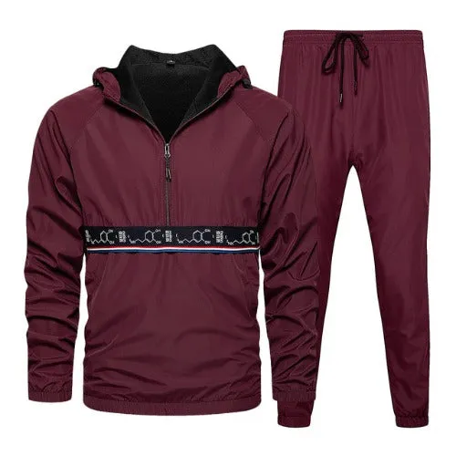 Hooded Sweatsuit Style Tracksuit - Maroon