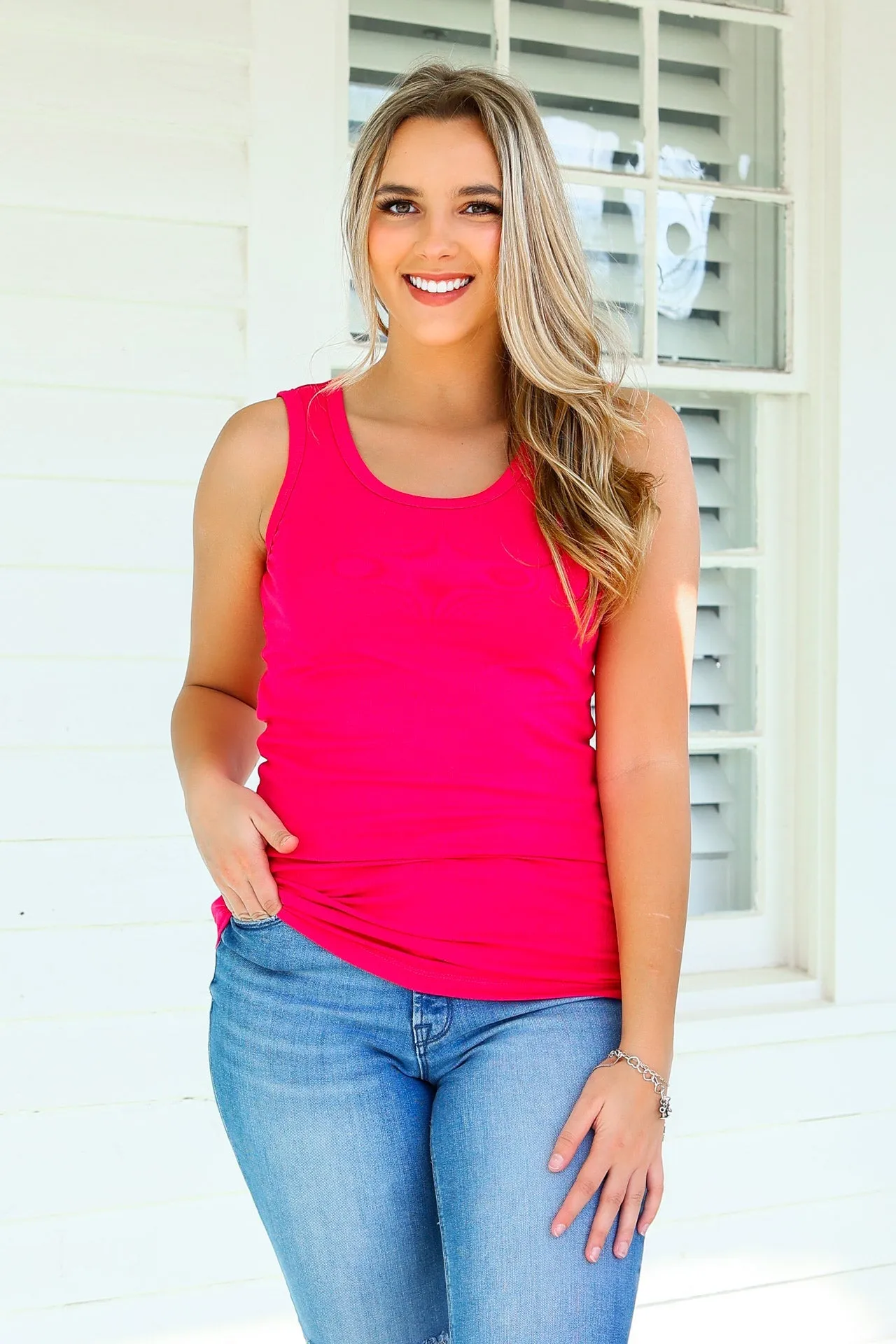 IN STOCK Ava Tank - Hot Pink