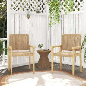 Indoor Outdoor Wood Chair Set of 2-Natural