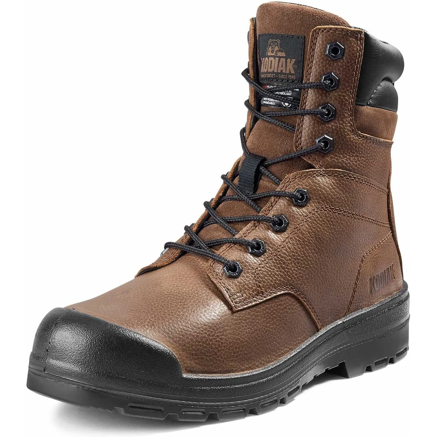 Kodiak Men's Greb 8 ST 200G Slip Resist Safety Work Boot -Brown- 4TH3BN