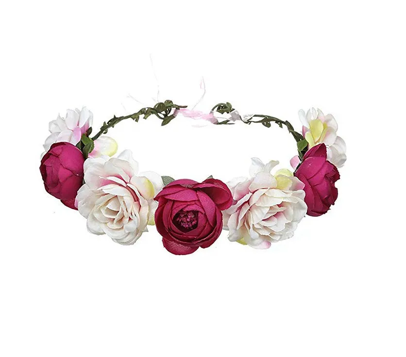 Ladies Girls Multi-color Simulation of Flowers Fabric Garland Jewelry