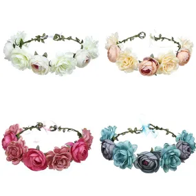 Ladies Girls Multi-color Simulation of Flowers Fabric Garland Jewelry