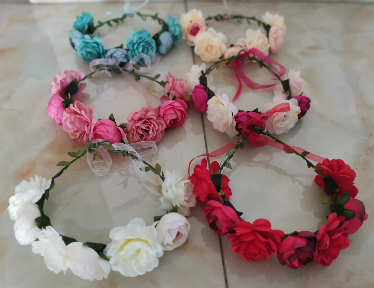 Ladies Girls Multi-color Simulation of Flowers Fabric Garland Jewelry