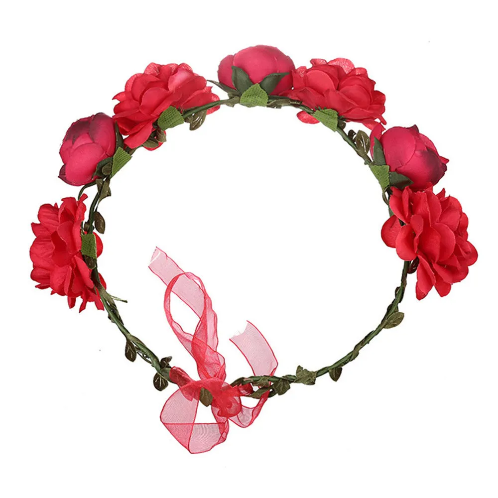 Ladies Girls Multi-color Simulation of Flowers Fabric Garland Jewelry