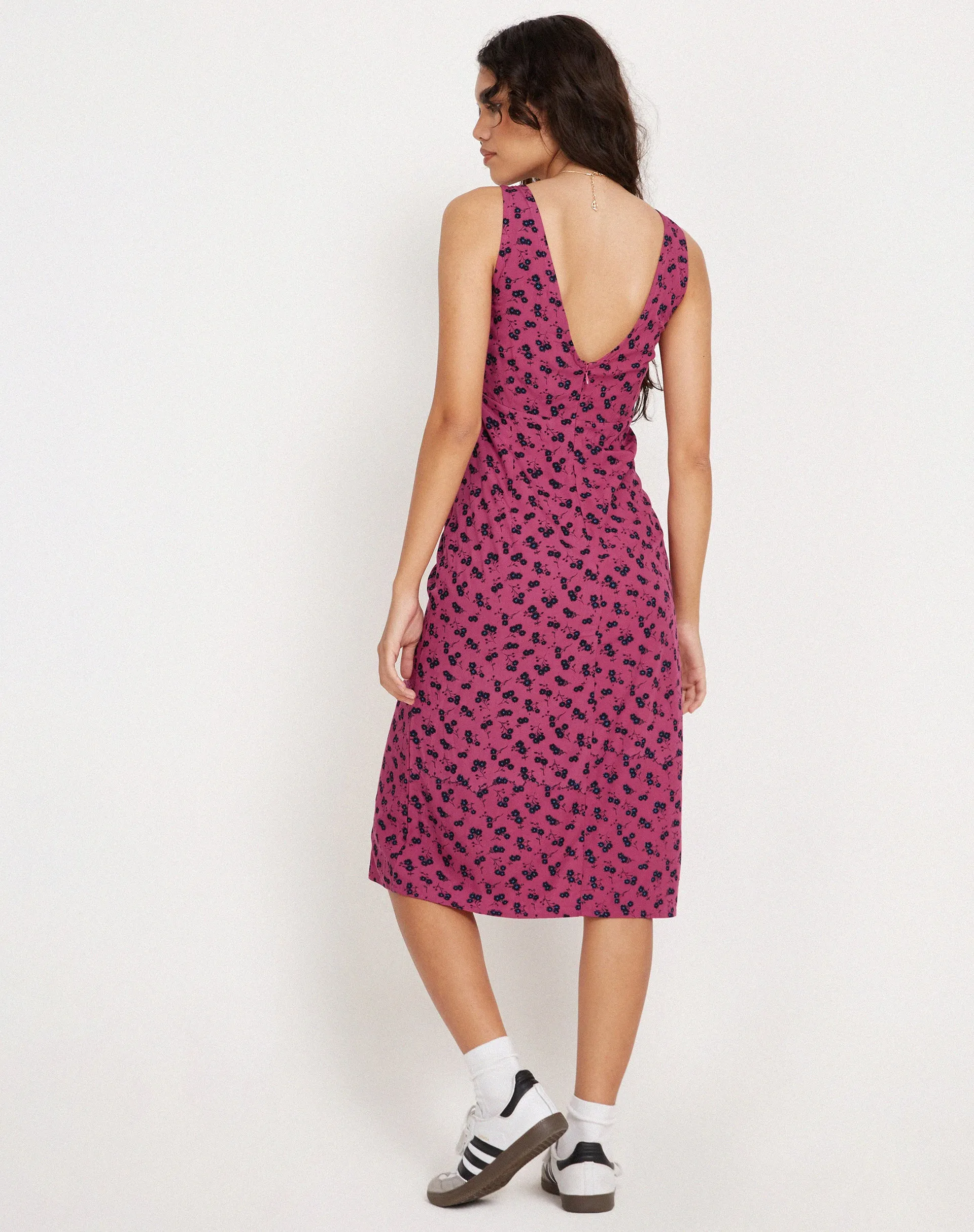 Lieva Midi Dress in Raspberry Floral