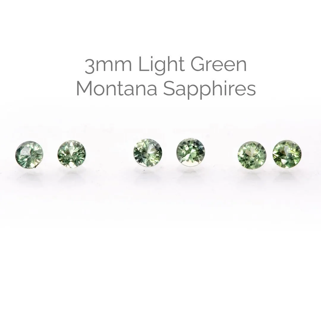 Light Green Montana Sapphire Bezel Stud Earrings