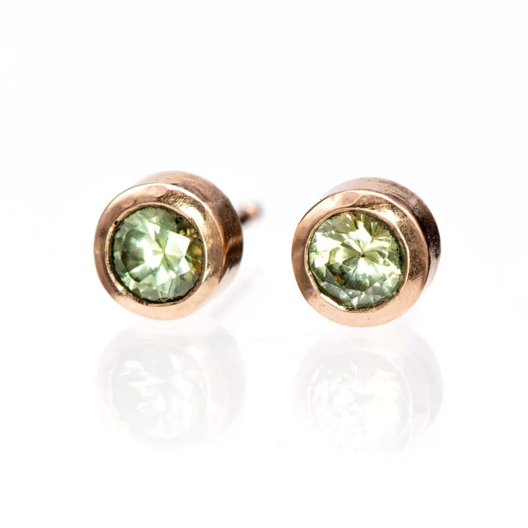 Light Green Montana Sapphire Bezel Stud Earrings