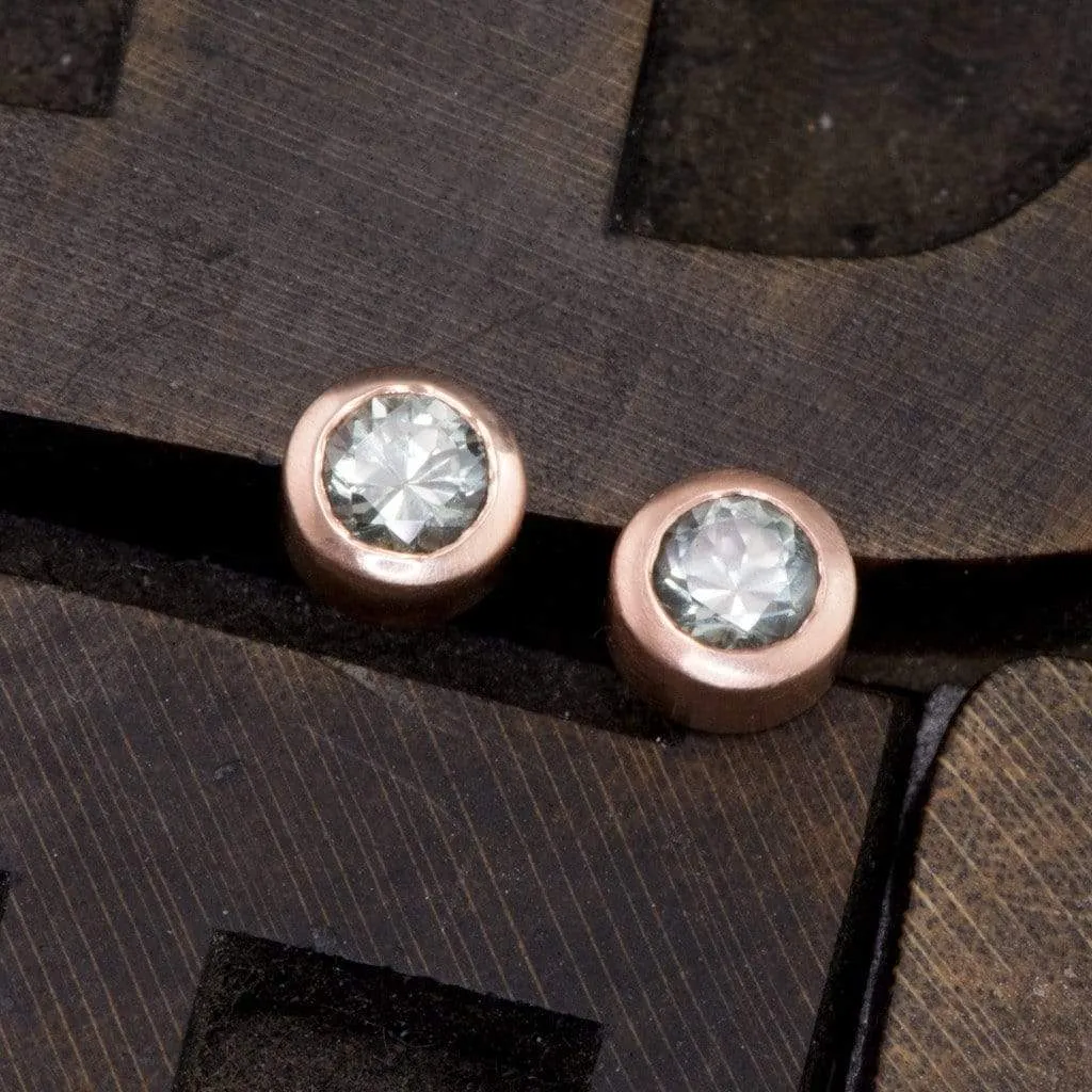 Light Green Montana Sapphire Bezel Stud Earrings