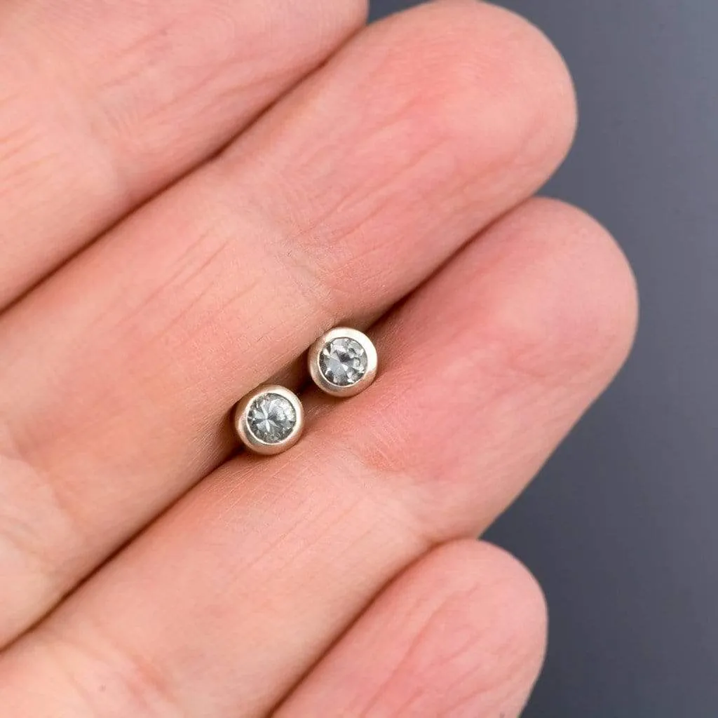 Light Green Montana Sapphire Bezel Stud Earrings