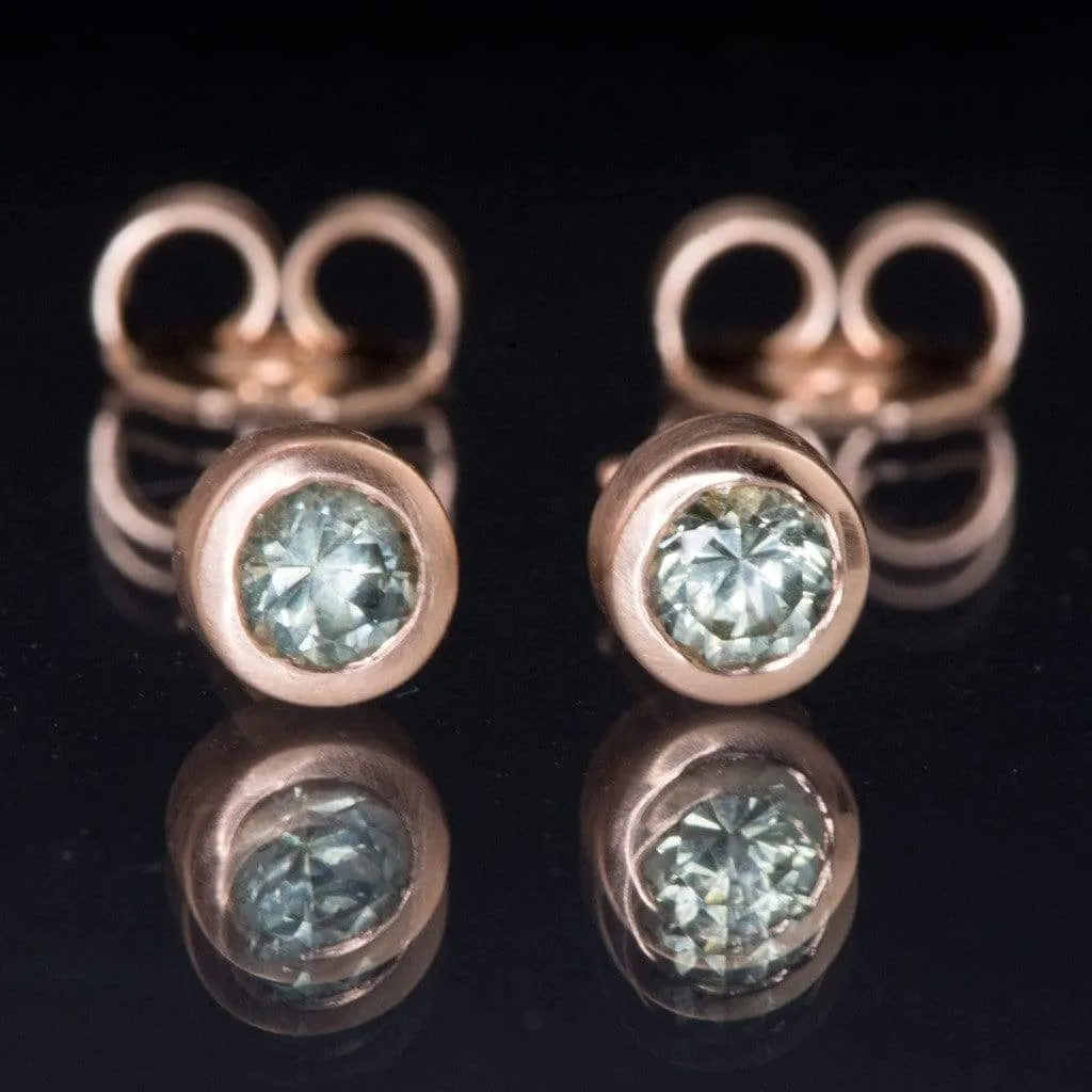 Light Green Montana Sapphire Bezel Stud Earrings