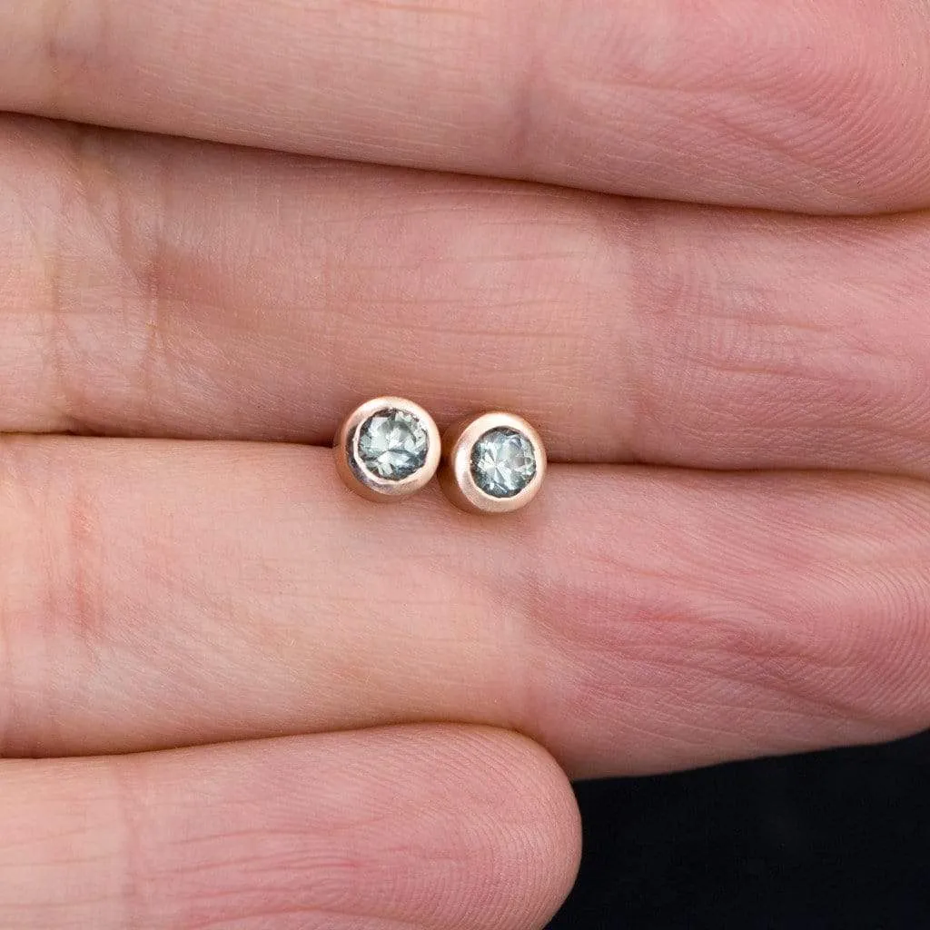 Light Green Montana Sapphire Bezel Stud Earrings