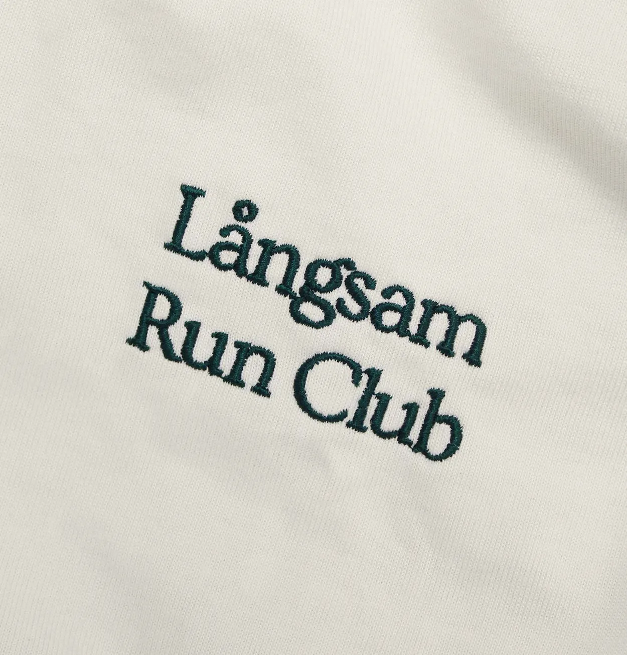 Lngsam Run Club Embroidered Logo T-Shirt in Ecru