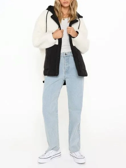 LOST IN LUNAR Halle Hooded Sherpa Jacket