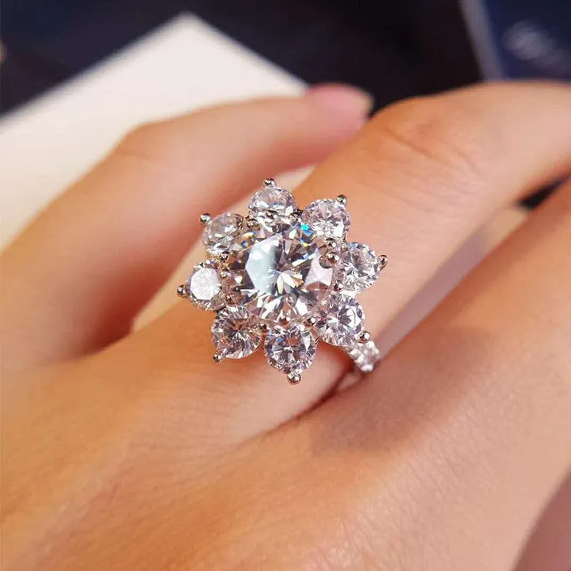 Luxury Sun Flower Diamond Ring