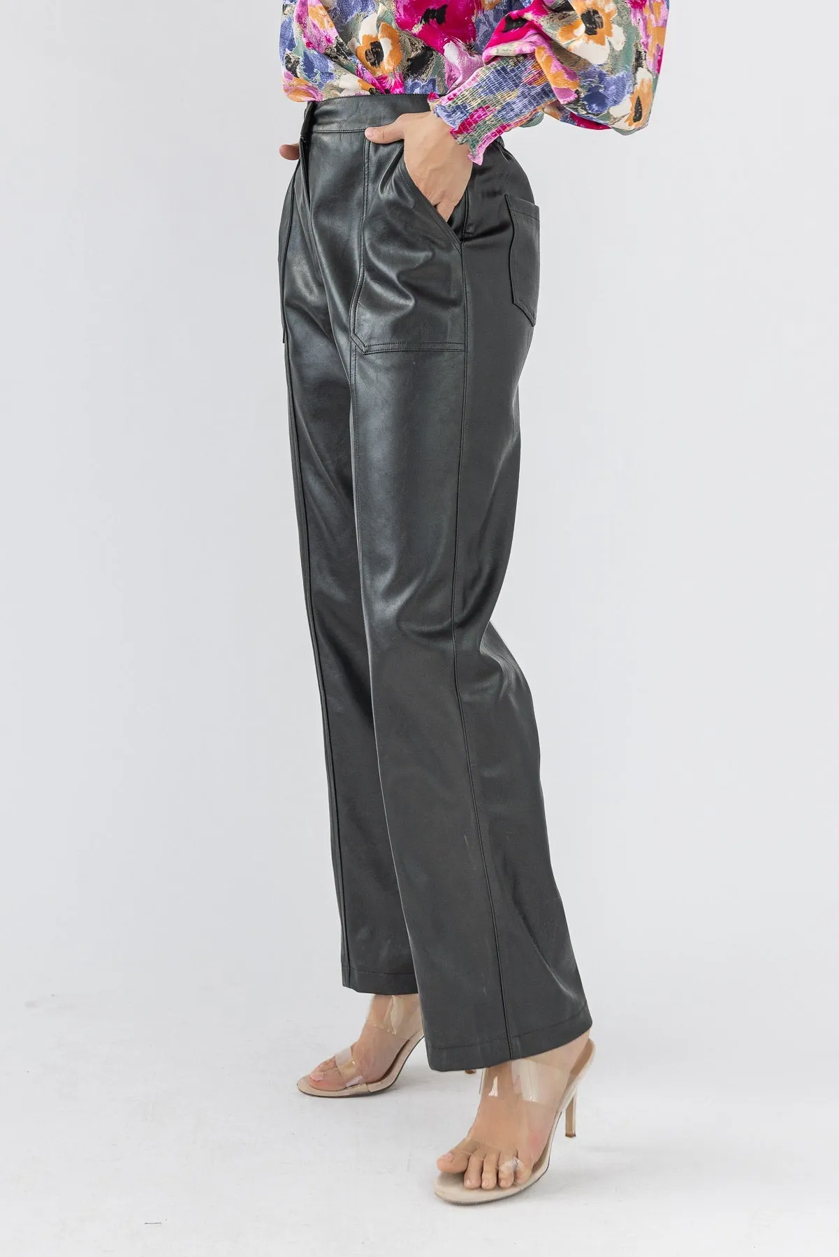 Making Headlines Black Faux Leather Pant - Final Sale