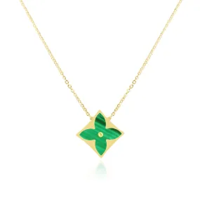 Malachite Luxe Flower Necklace