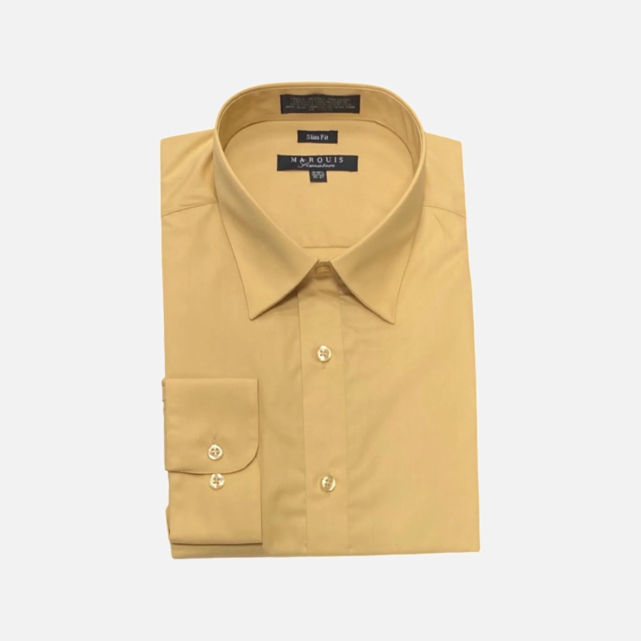 Men’s Slim Fit Champagne/Gold Dress Shirt | Plain Cuff | 60% Cotton 40% Polyester