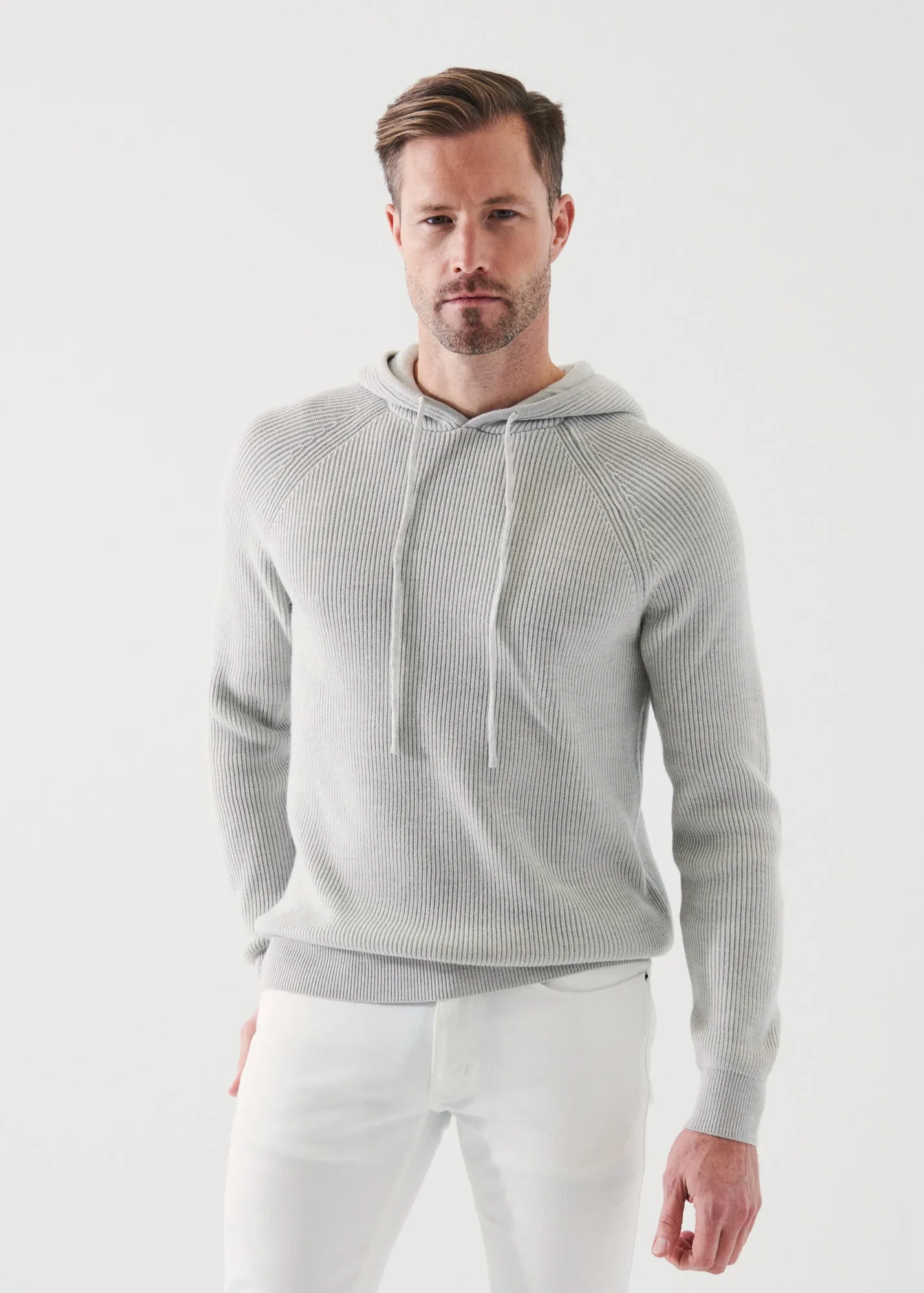 MERINO RIBBED HOODIE