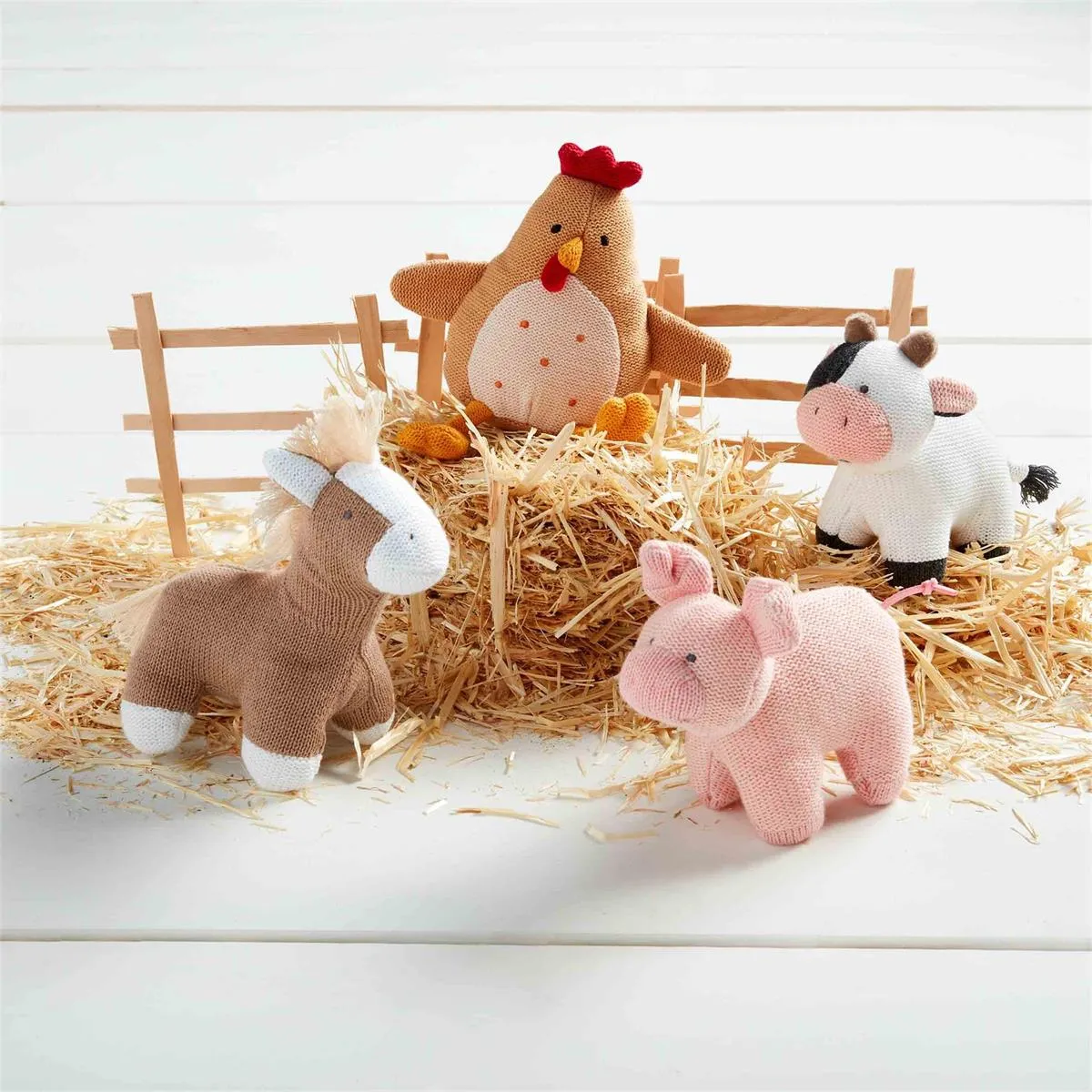 Mud Pie Farm Animal Knit Rattle