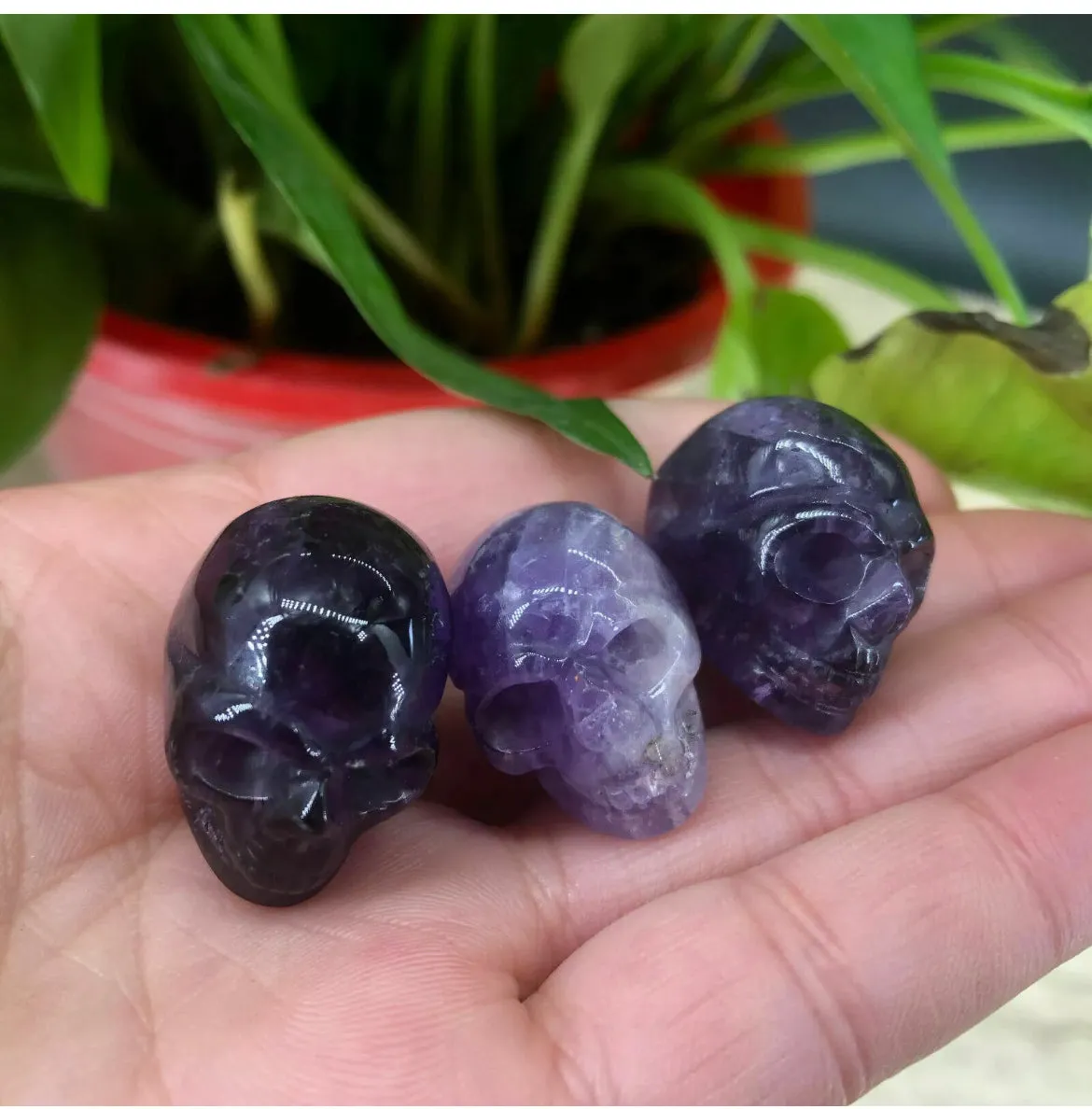 Natural Amethyst Mini Skull crystal Figurine