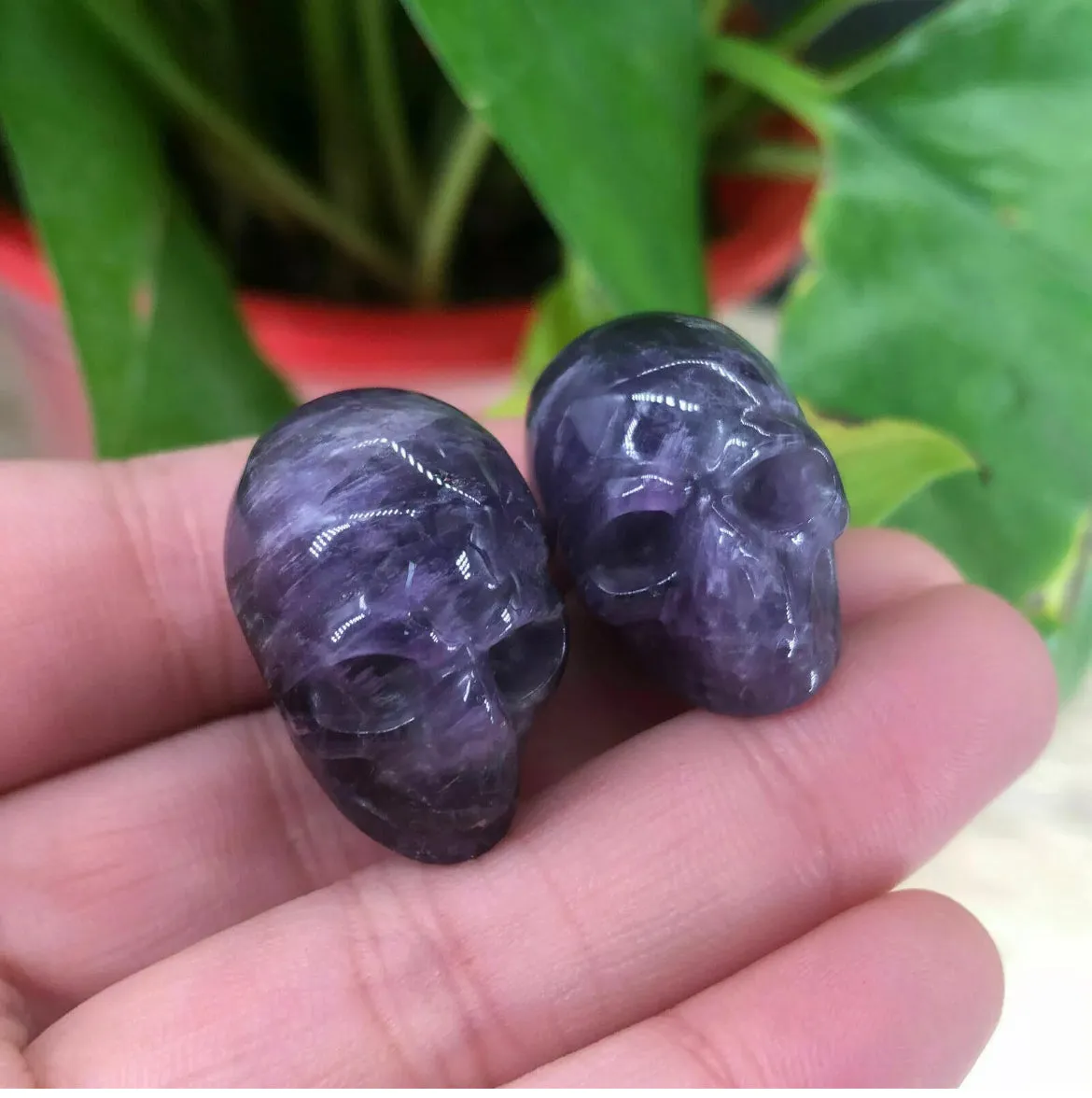 Natural Amethyst Mini Skull crystal Figurine