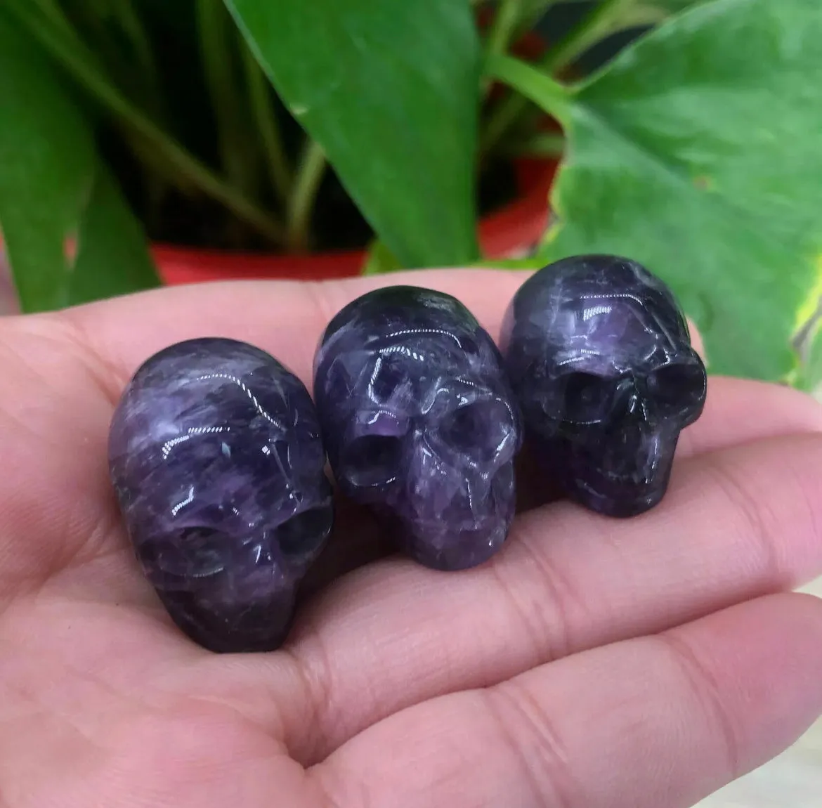 Natural Amethyst Mini Skull crystal Figurine