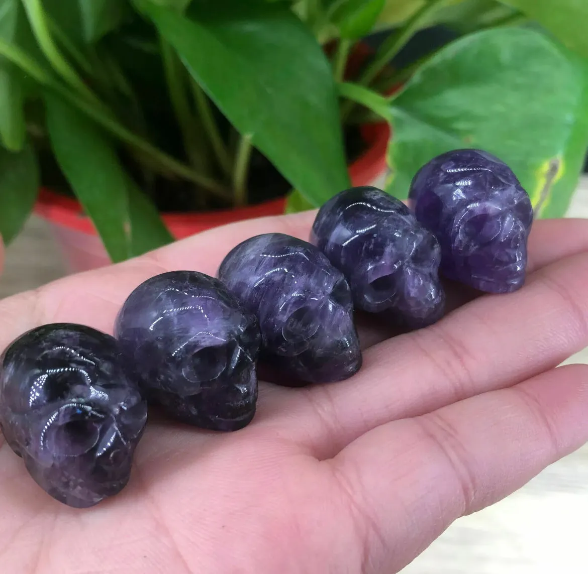 Natural Amethyst Mini Skull crystal Figurine