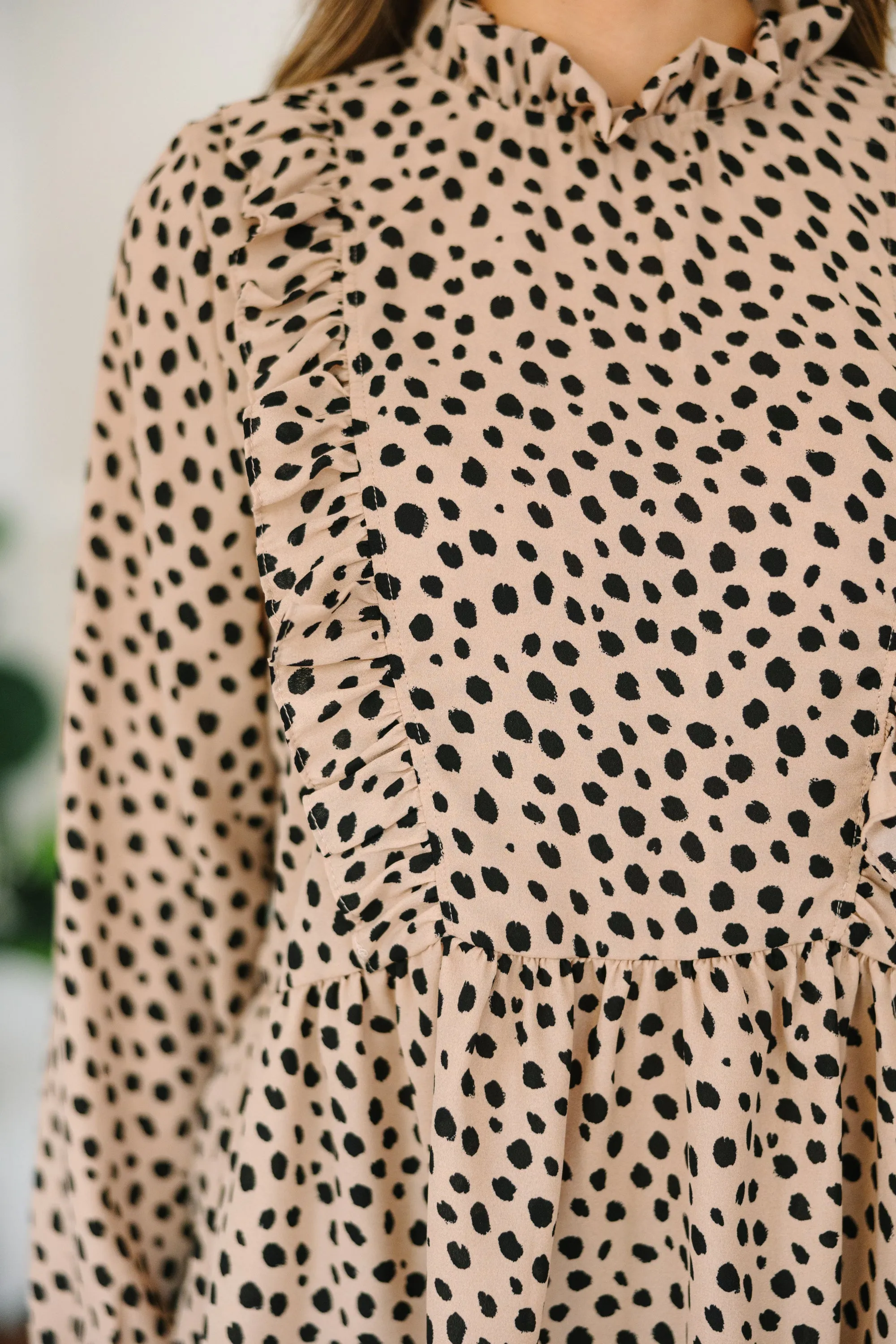 Never The Same Taupe Brown Leopard Blouse