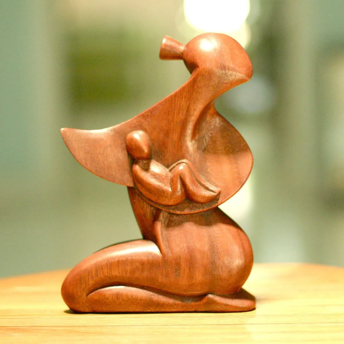 Novica A Mothers Love Wood Statuette