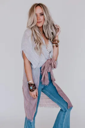 Ocean Eyes Ombre Kimono - Rose